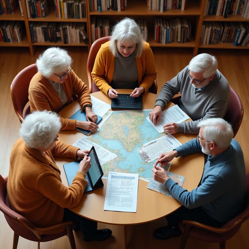 Skupina seniorov na workshope cestovania